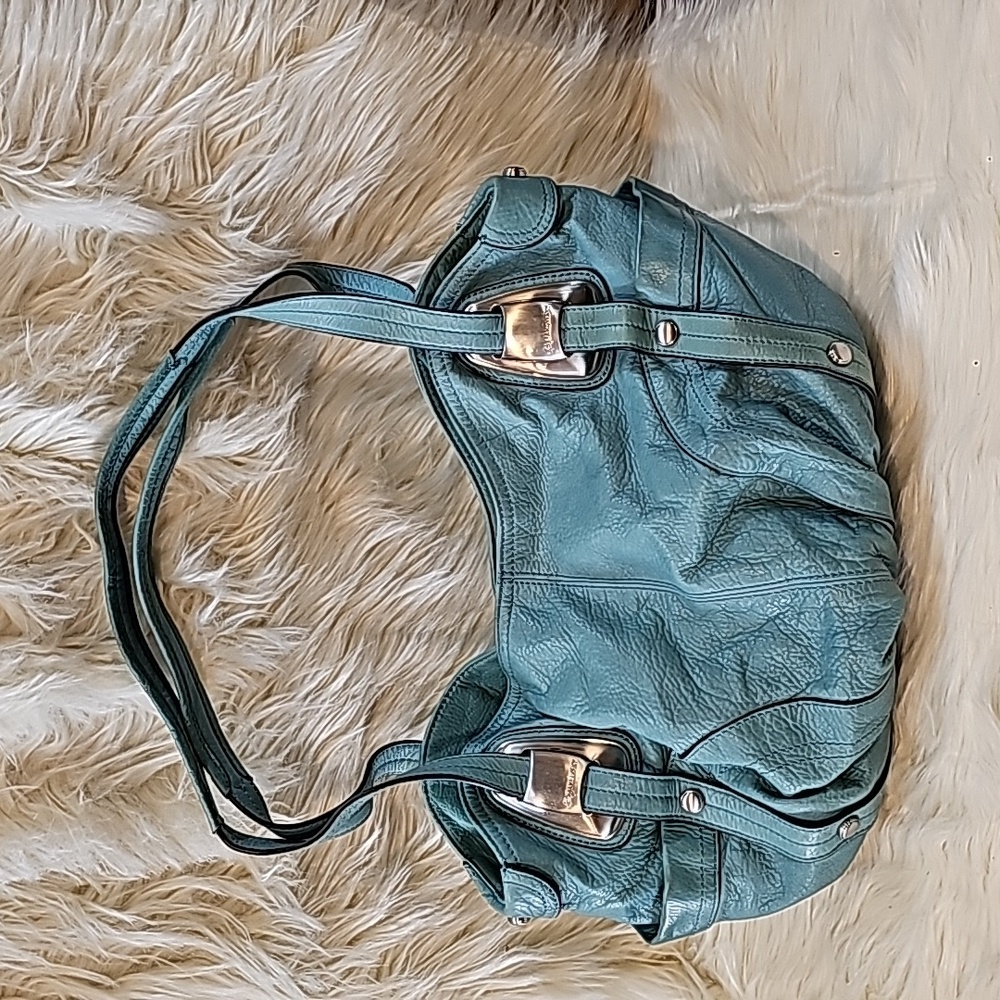 B Makowsky Teal Leather Purse Handbag